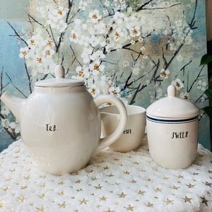Rae Dunn retired tea set stem print